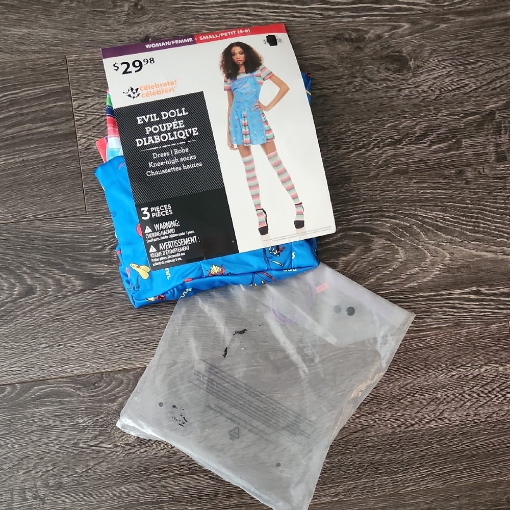 Evil Doll Costume Good Guys 3 Piece Set Brand NEW Small Size 4-6 HORROR CHUCKY